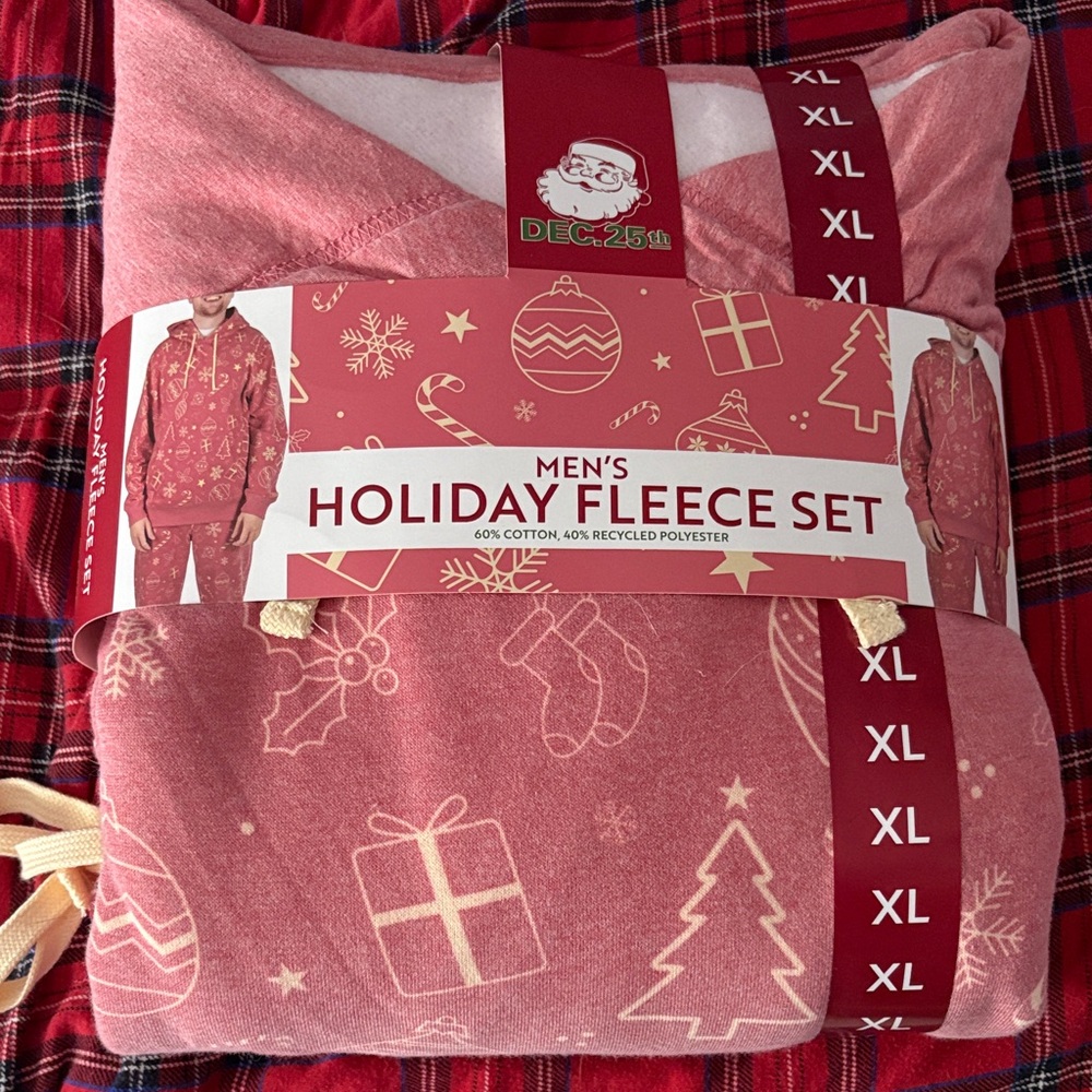 XL Men's Holiday Fleece Set - Red